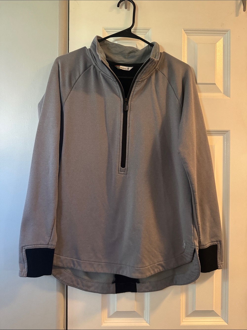 Smartwool Gray Quarter-Zip Layering Top with Black Zipper